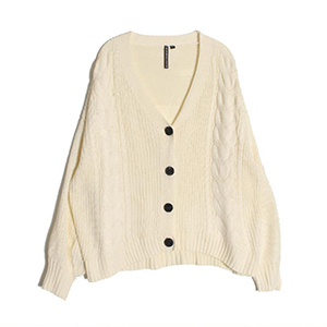 v-neck cable cardigan